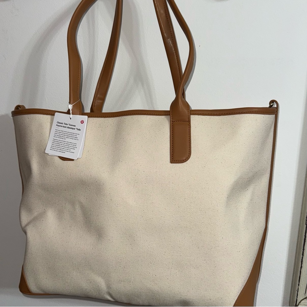lululemon athletica Cream Canvas Tote with Tan Trim - Picture 2 of 6